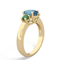 Blue Topaz Three Stone Oval Trellis 14K Yellow Gold ring R4024