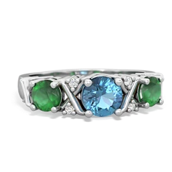 Blue Topaz Hugs And Kisses 14K White Gold ring R5016