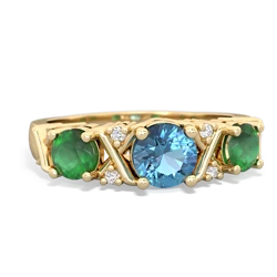 Blue Topaz Hugs And Kisses 14K Yellow Gold ring R5016