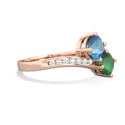 Blue Topaz Channel Set Two Stone 14K Rose Gold ring R5303