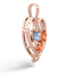 Blue Topaz Glowing Heart 14K Rose Gold pendant P2233