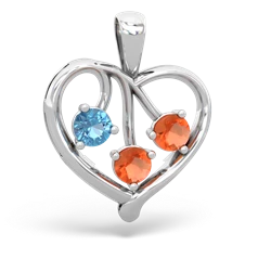 Blue Topaz Glowing Heart 14K White Gold pendant P2233