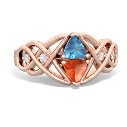 Blue Topaz Keepsake Celtic Knot 14K Rose Gold ring R5300