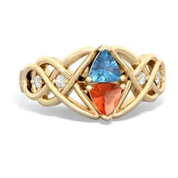 Blue Topaz Keepsake Celtic Knot 14K Yellow Gold ring R5300