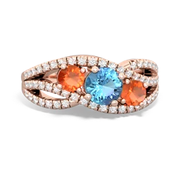 Blue Topaz Three Stone Aurora 14K Rose Gold ring R3080