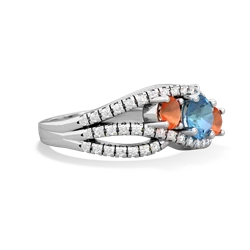 Blue Topaz Three Stone Aurora 14K White Gold ring R3080