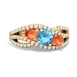 Blue Topaz Three Stone Aurora 14K Yellow Gold ring R3080