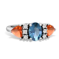 Blue Topaz Antique Style Three Stone 14K White Gold ring R2186