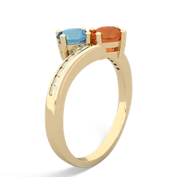 Blue Topaz Channel Set Two Stone 14K Yellow Gold ring R5303