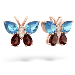 Blue Topaz Butterfly 14K Rose Gold earrings E2215