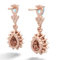 Blue Topaz Halo Pear Dangle 14K Rose Gold earrings E1882