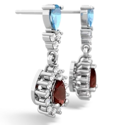 Blue Topaz Halo Pear Dangle 14K White Gold earrings E1882