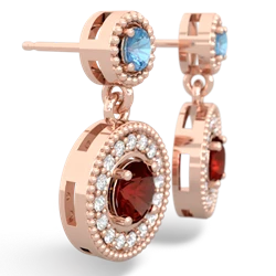 Blue Topaz Halo Dangle 14K Rose Gold earrings E5319
