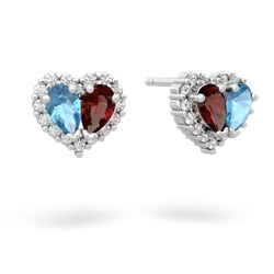 Blue Topaz Halo 14K White Gold earrings E7008