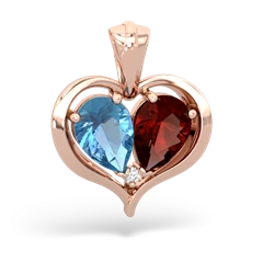 Blue Topaz Two Become One 14K Rose Gold pendant P5330