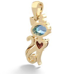 Blue Topaz Kitten 14K Yellow Gold pendant P5780