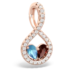 Blue Topaz Pave Twist 'One Heart' 14K Rose Gold pendant P5360