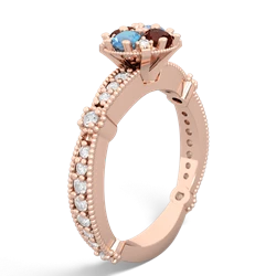 Blue Topaz Sparkling Tiara Cluster 14K Rose Gold ring R26293RD