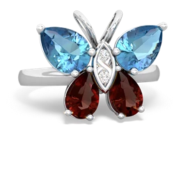 Blue Topaz Butterfly 14K White Gold ring R2215