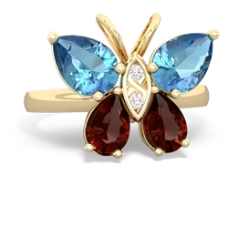 Blue Topaz Butterfly 14K Yellow Gold ring R2215