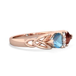 Blue Topaz Celtic Knot Double Heart 14K Rose Gold ring R5040