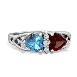 Blue Topaz Celtic Knot Double Heart 14K White Gold ring R5040