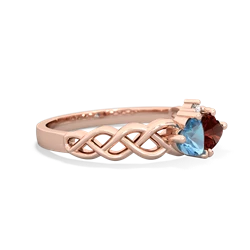 Blue Topaz Heart To Heart Braid 14K Rose Gold ring R5870