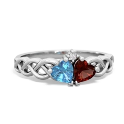 Blue Topaz Heart To Heart Braid 14K White Gold ring R5870