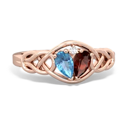 Blue Topaz Celtic Love Knot 14K Rose Gold ring R5420