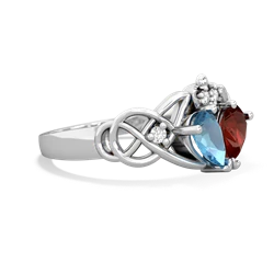 Blue Topaz 'One Heart' Celtic Knot Claddagh 14K White Gold ring R5322