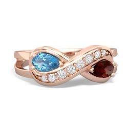 Blue Topaz Diamond Infinity 14K Rose Gold ring R5390