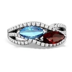 Blue Topaz Diamond Rivers 14K White Gold ring R3070