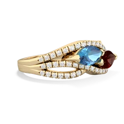 Blue Topaz Diamond Rivers 14K Yellow Gold ring R3070