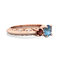 Blue Topaz Art Deco Eternal Embrace Engagement 14K Rose Gold ring C2003