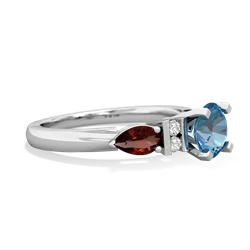 Blue Topaz 6Mm Round Eternal Embrace Engagement 14K White Gold ring R2005