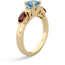 Blue Topaz 6Mm Round Eternal Embrace Engagement 14K Yellow Gold ring R2005