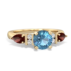 Blue Topaz 6Mm Round Eternal Embrace Engagement 14K Yellow Gold ring R2005