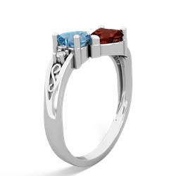 Blue Topaz Snuggling Hearts 14K White Gold ring R2178