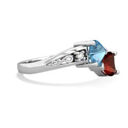 Blue Topaz Snuggling Hearts 14K White Gold ring R2178