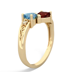 Blue Topaz Snuggling Hearts 14K Yellow Gold ring R2178