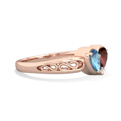 Blue Topaz Filligree 'One Heart' 14K Rose Gold ring R5070