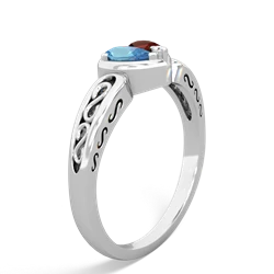 Blue Topaz Filligree 'One Heart' 14K White Gold ring R5070