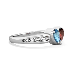 Blue Topaz Filligree 'One Heart' 14K White Gold ring R5070