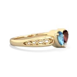 Blue Topaz Filligree 'One Heart' 14K Yellow Gold ring R5070