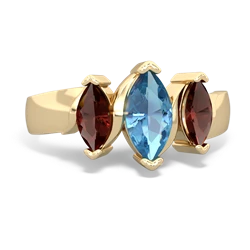 Blue Topaz Three Peeks 14K Yellow Gold ring R2433