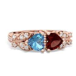 Blue Topaz Diamond Butterflies 14K Rose Gold ring R5601