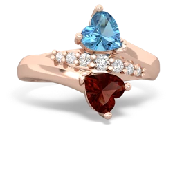 Blue Topaz Heart To Heart 14K Rose Gold ring R2064