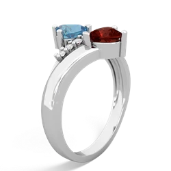 Blue Topaz Heart To Heart 14K White Gold ring R2064