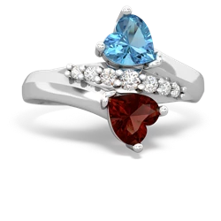 Blue Topaz Heart To Heart 14K White Gold ring R2064