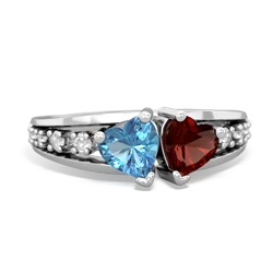 Blue Topaz Heart To Heart 14K White Gold ring R3342